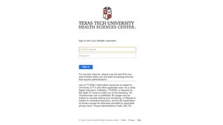 
                            2. Texas Tech University Health Sciences Center - Sign In