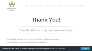 
                            7. Thanks for your purchase – Higher Balance Institute