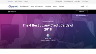 
                            9. The 4 Best Luxury Credit Cards of 2018 | Experian