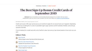 
                            11. The 8 Best Credit Card Sign-up Bonuses of 2019