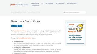 
                            9. The Account Control Center | pair Knowledge Base - pair Networks