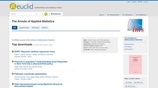 
                            3. The Annals of Applied Statistics - Publication Information