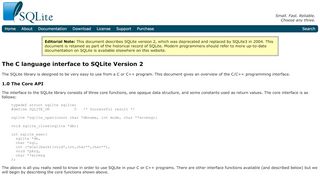 
                            9. The C language interface to SQLite Version 2