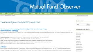 
                            8. The Cook & Bynum Fund (COBYX) - Mutual Fund Observer