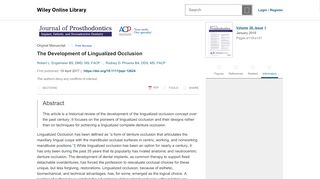 
                            7. The Development of Lingualized Occlusion - Engelmeier - 2019 ...