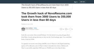 
                            3. The Growth hack of NovoResume.com took them from 3000 ...