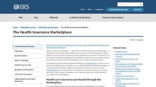 
                            8. The Health Insurance Marketplace | Internal Revenue Service