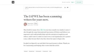 
                            6. The IAPWE has been scamming writers for years now. - Tamara Gane ...