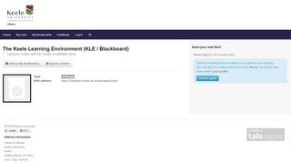 
                            4. The Keele Learning Environment (KLE / Blackboard) | Keele University