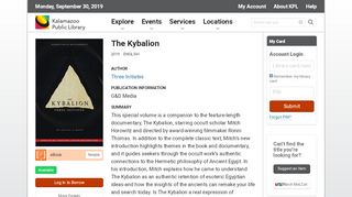 
                            2. The Kybalion — Kalamazoo Public Library