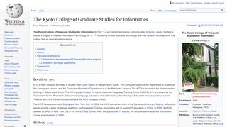 
                            6. The Kyoto College of Graduate Studies for Informatics - Wikipedia