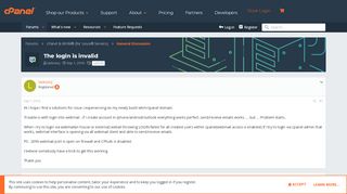 
                            6. The login is invalid | cPanel Forums