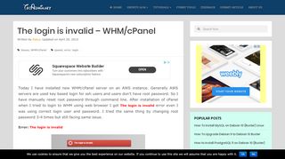 
                            5. The login is invalid - WHM/cPanel - TecAdmin.net