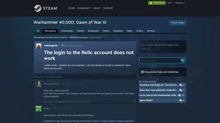 
                            1. The login to the Relic account does not work :: Warhammer 40,000 ...