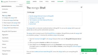 
                            1. The mongo Shell — MongoDB Manual