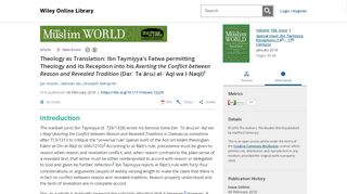 
                            2. The Muslim World - Wiley Online Library