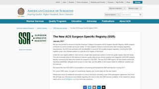 
                            5. The New ACS Surgeon Specific Registry (SSR)