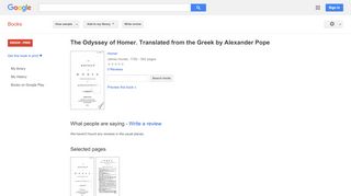 
                            8. The Odyssey of Homer. Translated from the Greek by Alexander Pope