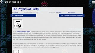 
                            5. The Physics of Portal - Twenty Sided - Shamus Young