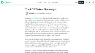 
                            6. The POW Token Giveaway — Steemit