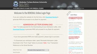 
                            1. the REMEDIAL Online Login Page - Abubakar Tafawa Balewa ...