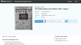 
                            4. The Salem News from Salem, Ohio on November 5, 1924 · Page 1