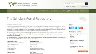 
                            6. The Scholars Portal Repository | CRL