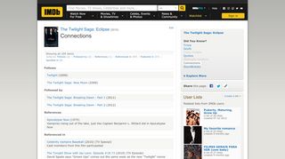 
                            6. The Twilight Saga: Eclipse (2010) - Connections - IMDb