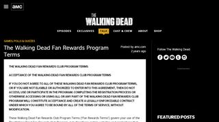 
                            9. The Walking Dead Fan Rewards Program Terms - amc.com