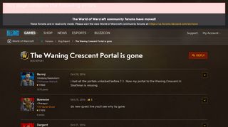 
                            1. The Waning Crescent Portal is gone - World of Warcraft Forums ...