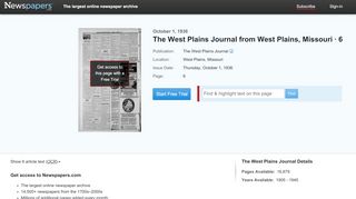 
                            3. The West Plains Journal from West Plains, Missouri on October 1 ...