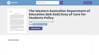 
                            8. The Western Australian Department of Education (WA DoE) Duty of ...