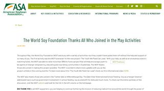 
                            4. The World Soy Foundation Thanks All Who Joined in the May Activities