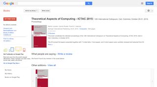 
                            8. Theoretical Aspects of Computing - ICTAC 2015: 12th International ...