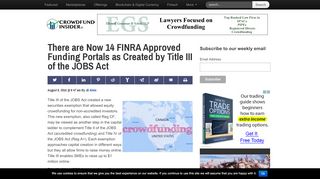 
                            9. There are Now 14 FINRA Approved Funding Portals as Created by ...