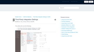 
                            7. Third Party Integration Settings : CAKE