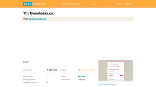 
                            1. Thirtyonetoday.ca: Login - Easy Counter