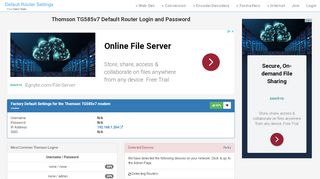 
                            6. Thomson TG585v7 Default Router Login and Password