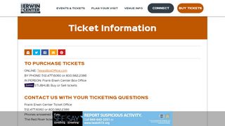 
                            3. Ticket Information - Frank Erwin Center