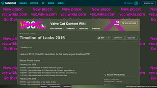 
                            8. Timeline of Leaks 2016 | Valve Cut Content Wiki | FANDOM powered ...