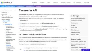 
                            9. Timeseries API | Dynatrace Help