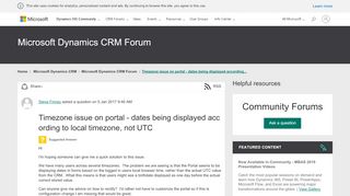 
                            5. Timezone issue on portal - Microsoft Dynamics Community