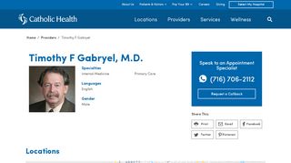 
                            1. Timothy F Gabryel, M.D. | Catholic Health - The Right Way to Care