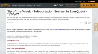 
                            4. Tip of the Week - Teleportation System in EverQuest - 11/30/07 ...