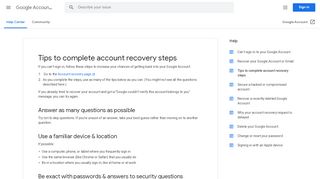 
                            4. Tips to complete account recovery steps - Google Account Help