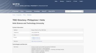 
                            4. TISC Directory: Philippines - Iloilo (Iloilo Science and ... - WIPO