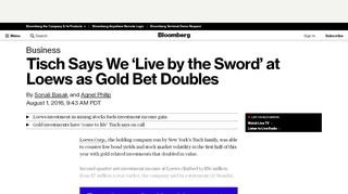 
                            4. Tisch Says We 'Live by the Sword' at Loews as Gold Bet Doubles ...