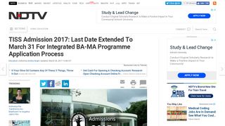 
                            6. TISS Admission 2017: Last Date Extended To March 31 For ...