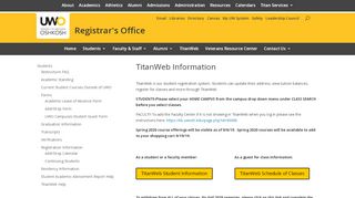 
                            2. TitanWeb - Registrar's Office University of Wisconsin Oshkosh