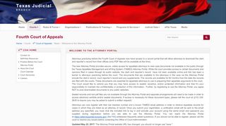 
                            2. TJB | 4th COA | News | Welcome to the Attorney Portal - Texas Courts